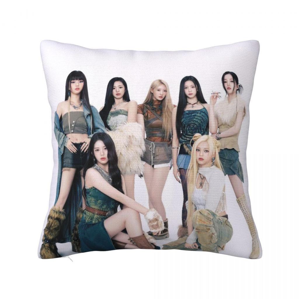 Federa Cuscino Kpop Girl B-Babymonster Stampa Poliestere Copricuscino Regalo Copricuscino da Divano Casa Cerniera 40X40cm