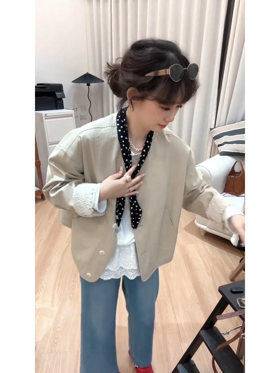 

Женский тренч из кружева в корейском стиле премиум-класса 2025: Повседневный, Приталенный, Универсальный, с круглым вырезом. L хаки