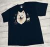 Vintage Samoyed Dog Animal Art T-Shirt Mens Size XL Black 90s Wildside Gildan