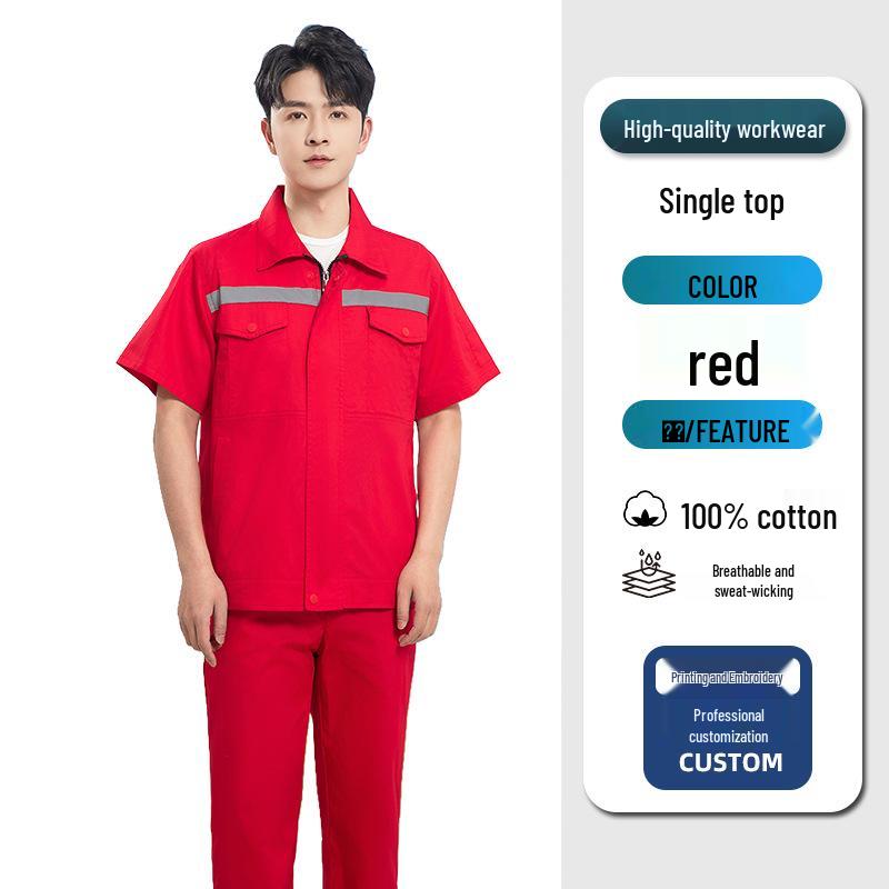 

Мужской дышащий хлопковый комплект рабочей одежды с коротким рукавом – Легкий костюм для защиты труда XL (130-145 jin)