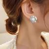 Vintage Floral Pearl Stud Earrings for Women - Elegant Petal Design with Light Luxury Appeal