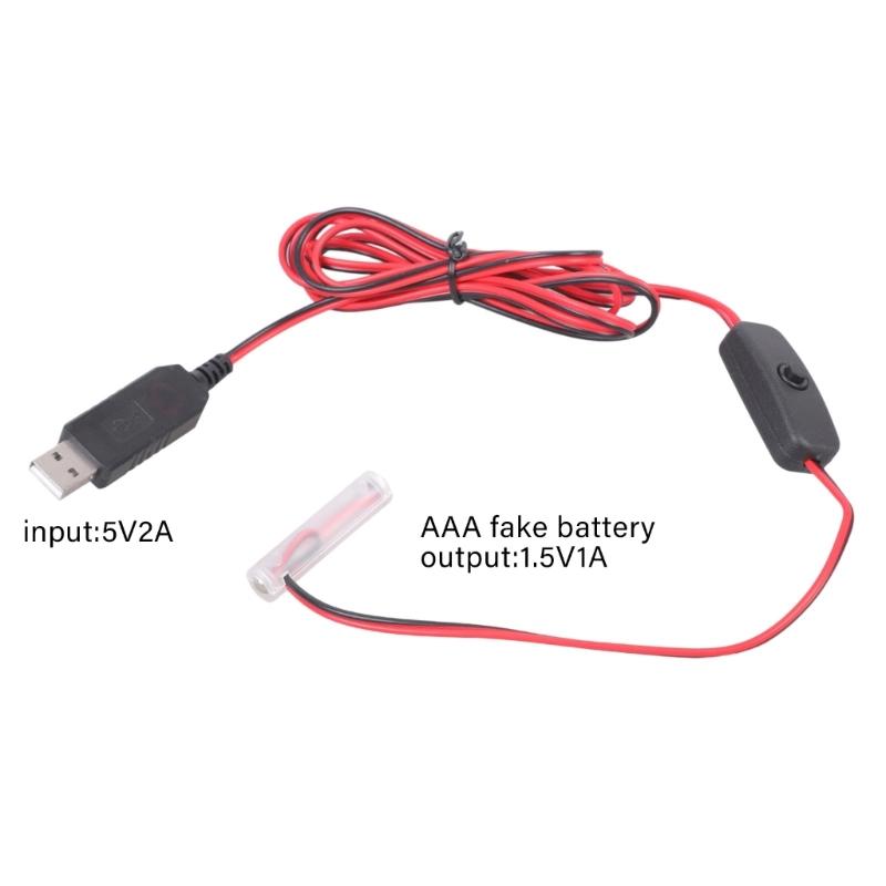 USB 5V auf 1,5V 3A Virtuelle Batterie-Wandlerkabel Mit Ein/Aus-Schaltern für Elektronisches Spielzeug, Thermometer und Uhren