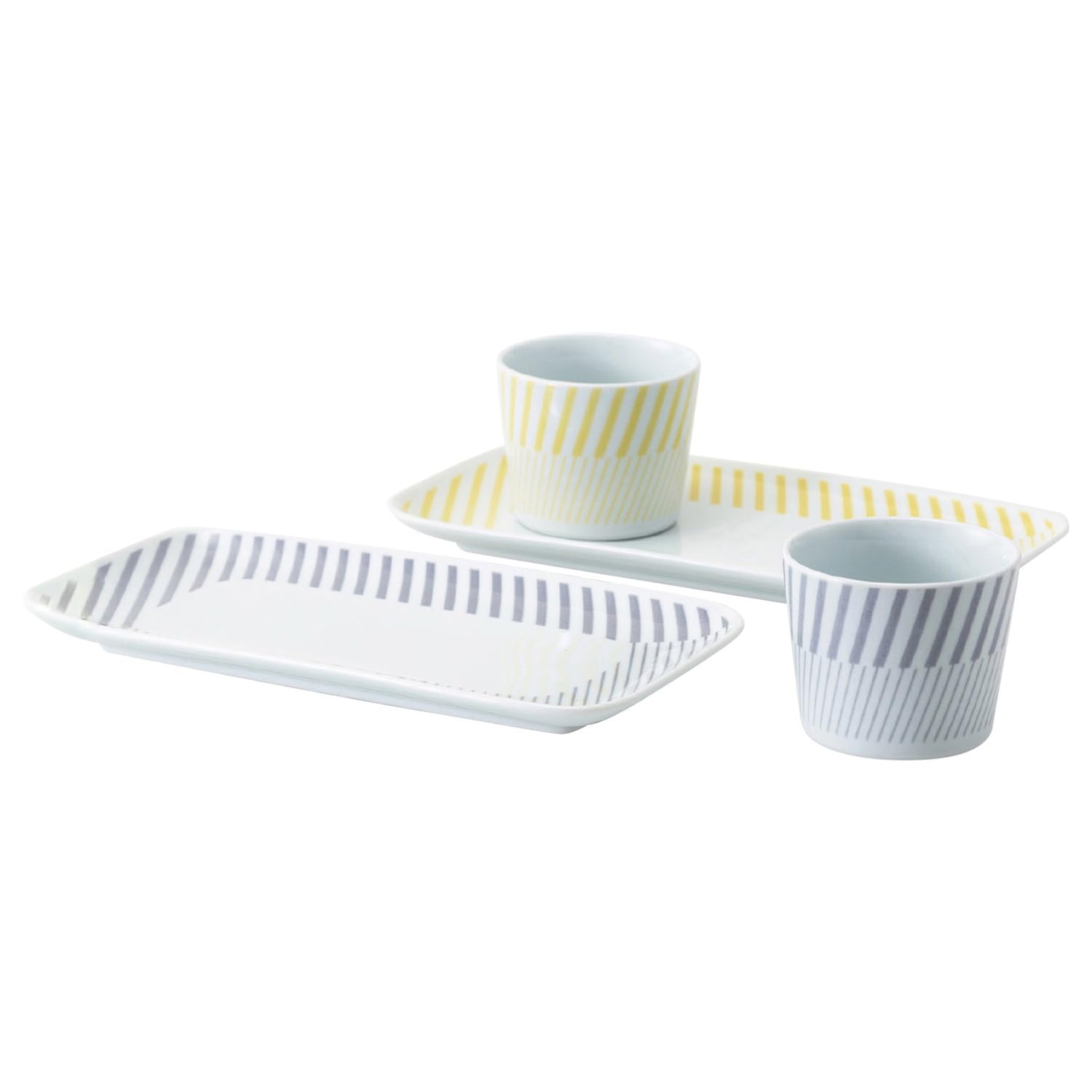 

Hasami ware tea set, cup and tray pair, 4-piece set, Copan, microwave and dishwasher safe, white, 31060
