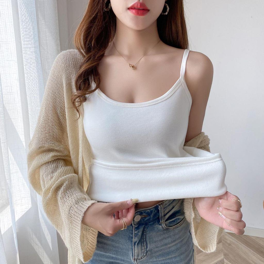 Women's Plus Velvet Warm Winter Camisole Vest Sleeveless Cold-Proof Base Layer
