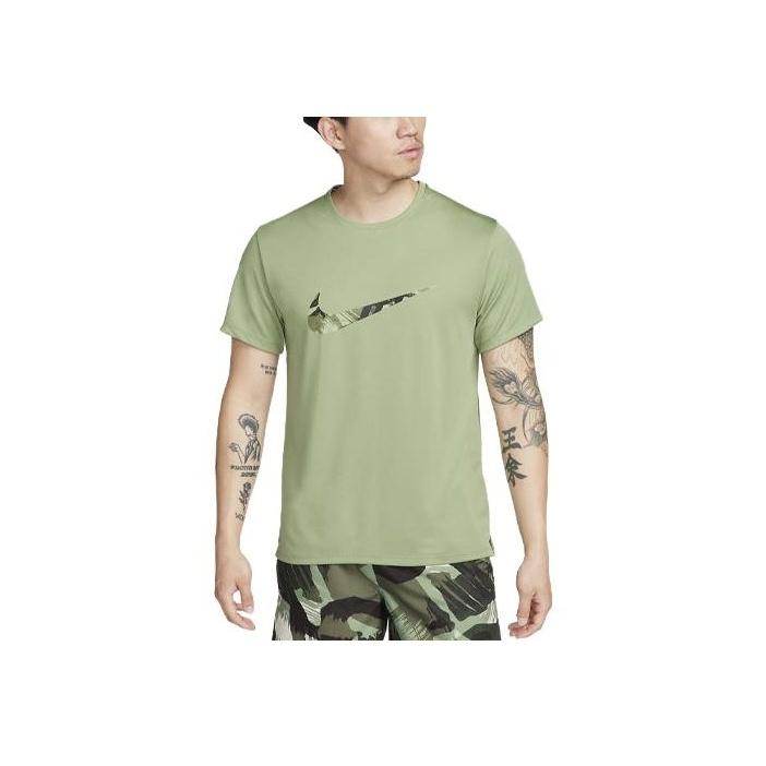 

Nike Miler Large Logo Print Round Neck Short Sleeve T-Shirt Men T-Shirts Oil-Green FN8517-386 XL