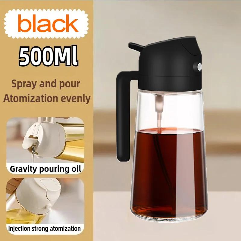 2 in1 Spray Oil Sprayer Kitchen Oil Spray Bottle Plastic 500ML Oil Dispenser Spray Container Cooking Camping Kitchen Seasoning