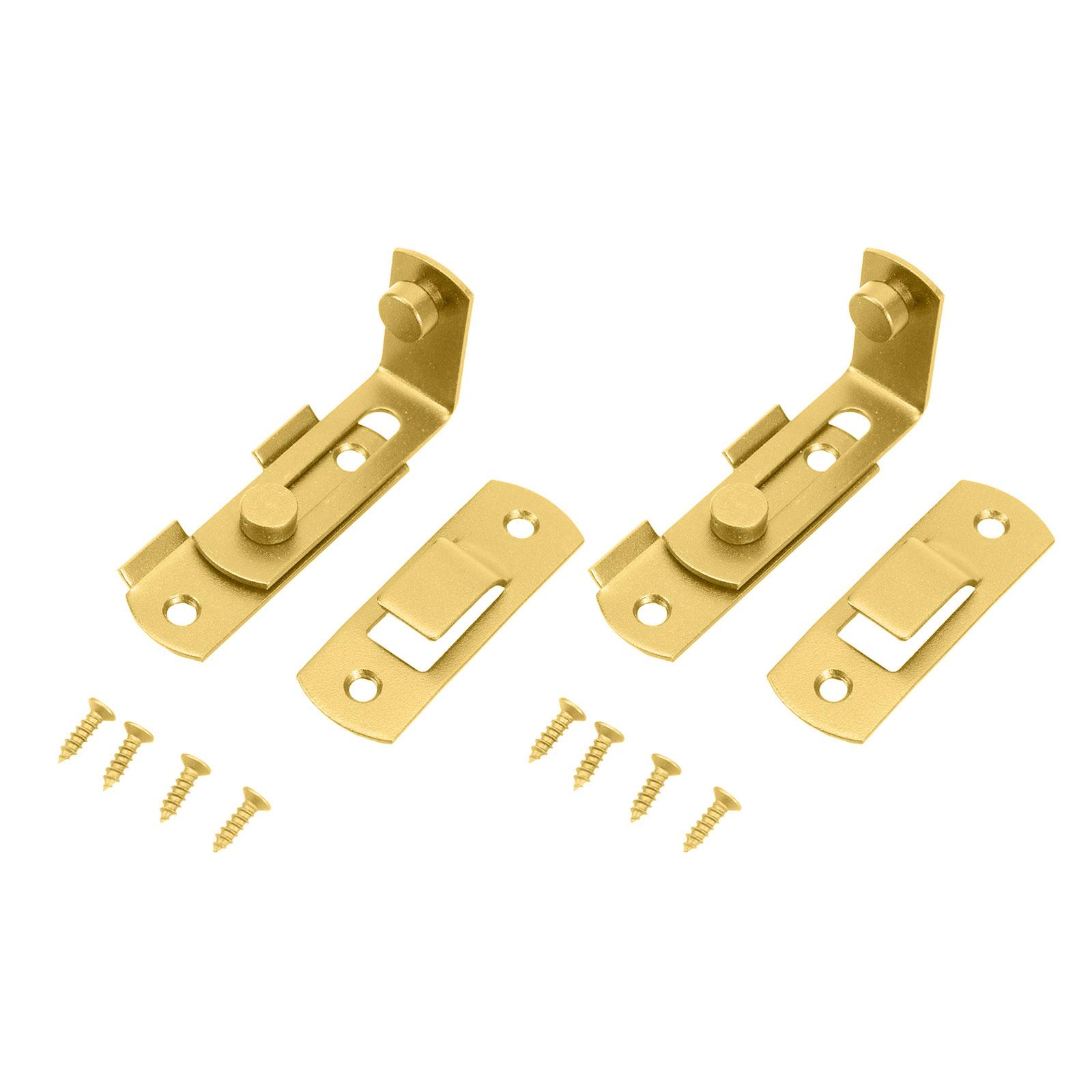 

2 шт. задвижки-защелки с откидной дверцей, 90 градусов, дверной замок из нержавеющей стали для внутреннего и наружного использования на окне, заборе, двери для питомца золотой
