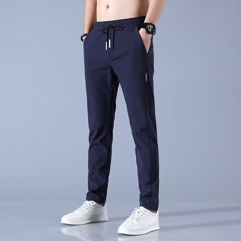 Summer Casual Ice Silk Pants Men's Korean Version Of The Large Size Solid Color Simple Straight Pants