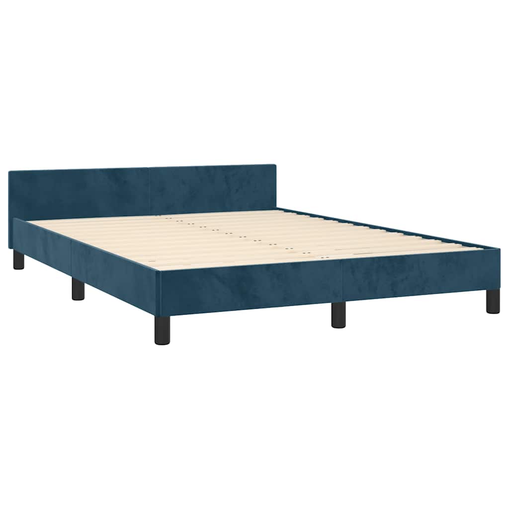 Bed Frame without Mattress Dark Blue 140x200 cm Velvet