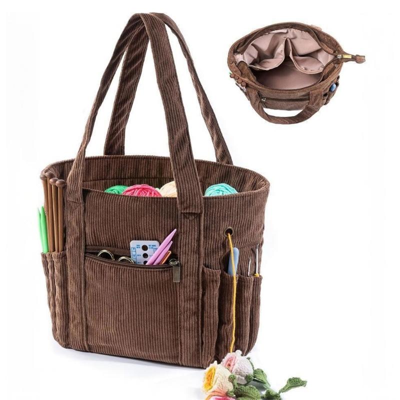 Häkeltasche Strickorganizer Tasche Garnaufbewahrungstasche Reise Handarbeitsprojekt Tasche für Häkelzubehör Garn Häkelnadel