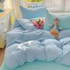 Washed Cotton 4-Pcs Set Class A Maternal Infant Grade Solid Color Single Quilt Set, Bed Sheet 4-Pcs Set, Small Fresh 3-Pcs Set