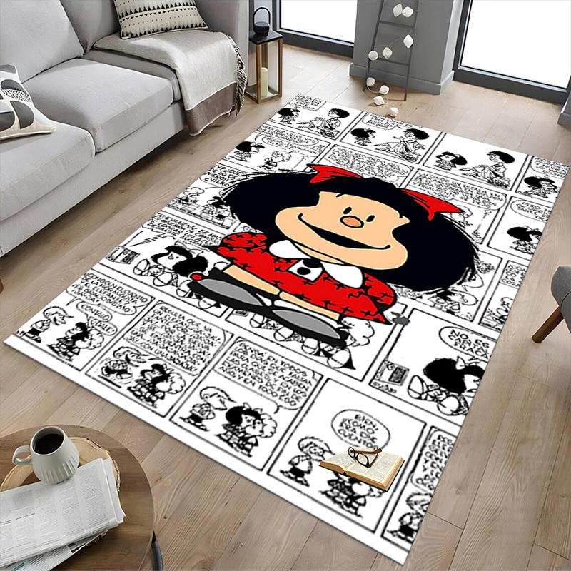 1PC Mafalda Comics Extra Large Non Slip Floor carpet, Office, family, bedroom Large Area Rug Indoor Rugs, Vibrant Colors
