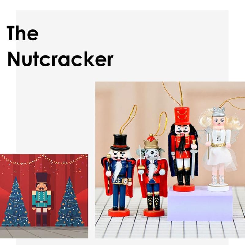 4Pcs 13Cm Tall Mouse Princess Guard Nutcrackers Ornament Wooden Christmas Decors Durable Moisture Resistant Design