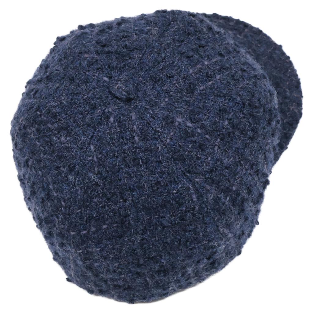 Chanel 22AW AA8562 CC Logos Tweed Cap Hat M NavyUsed