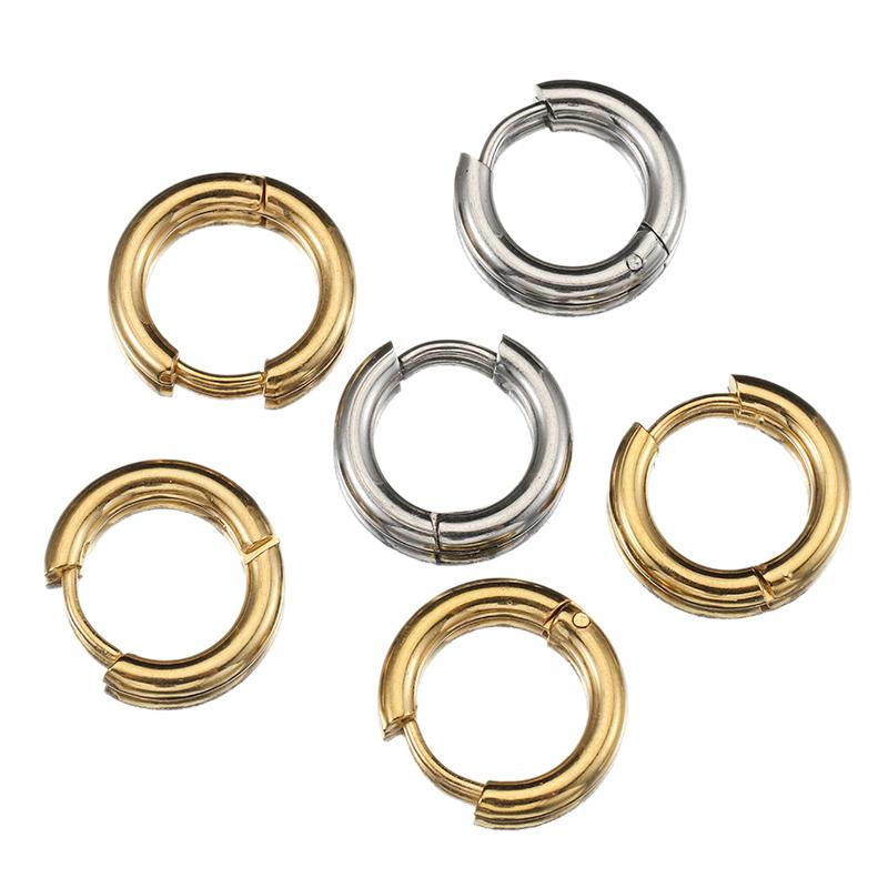 10 Piezas Pendientes de Aro de Acero Inoxidable Interior 8 mm 12 mm 18 mm Pendientes para Mujer Hombre Punk Hiphop Bisutería Regalos Joyería Accesorios para Piercing
