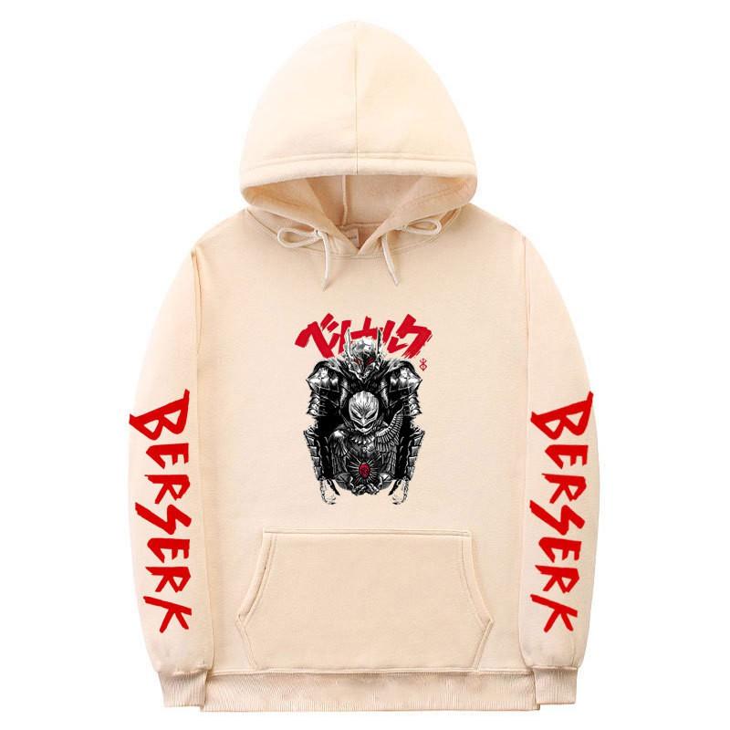 Berserk Anime Hooded Fleece Sweatshirt Men Unisex Streetwear Oversized Pullover Casual Sportswear