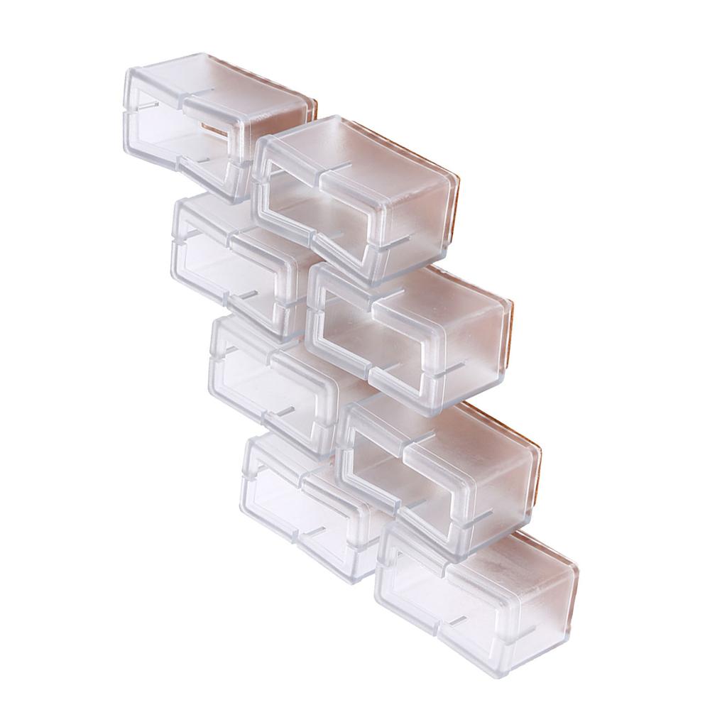 8 Stück   Set  Stuhlbeinabdeckung Rechteckiger Möbelfußschutz mit Gummisohle(Transparent)