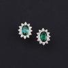 E463 Trendy Christian All-Body S925 Sterling Silver 14K Gold Plated Stud Earrings Set Green Gemstone Zircon Simple Versatile