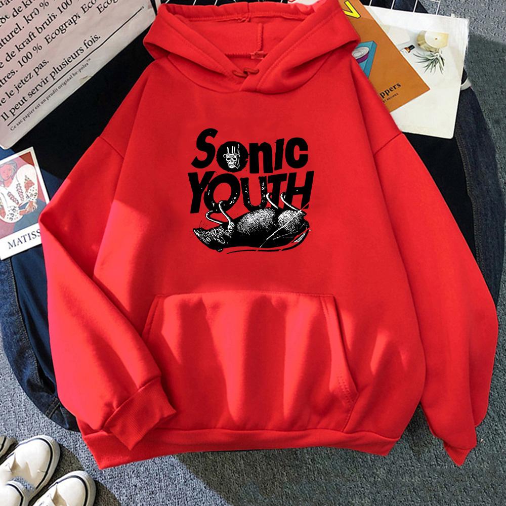 S-Sonic Youth Music Band Harajuku Hoodies Aesthetic Handsome Manga Graphic Sweatshirt Sense of Design Aldult Four Seasons
