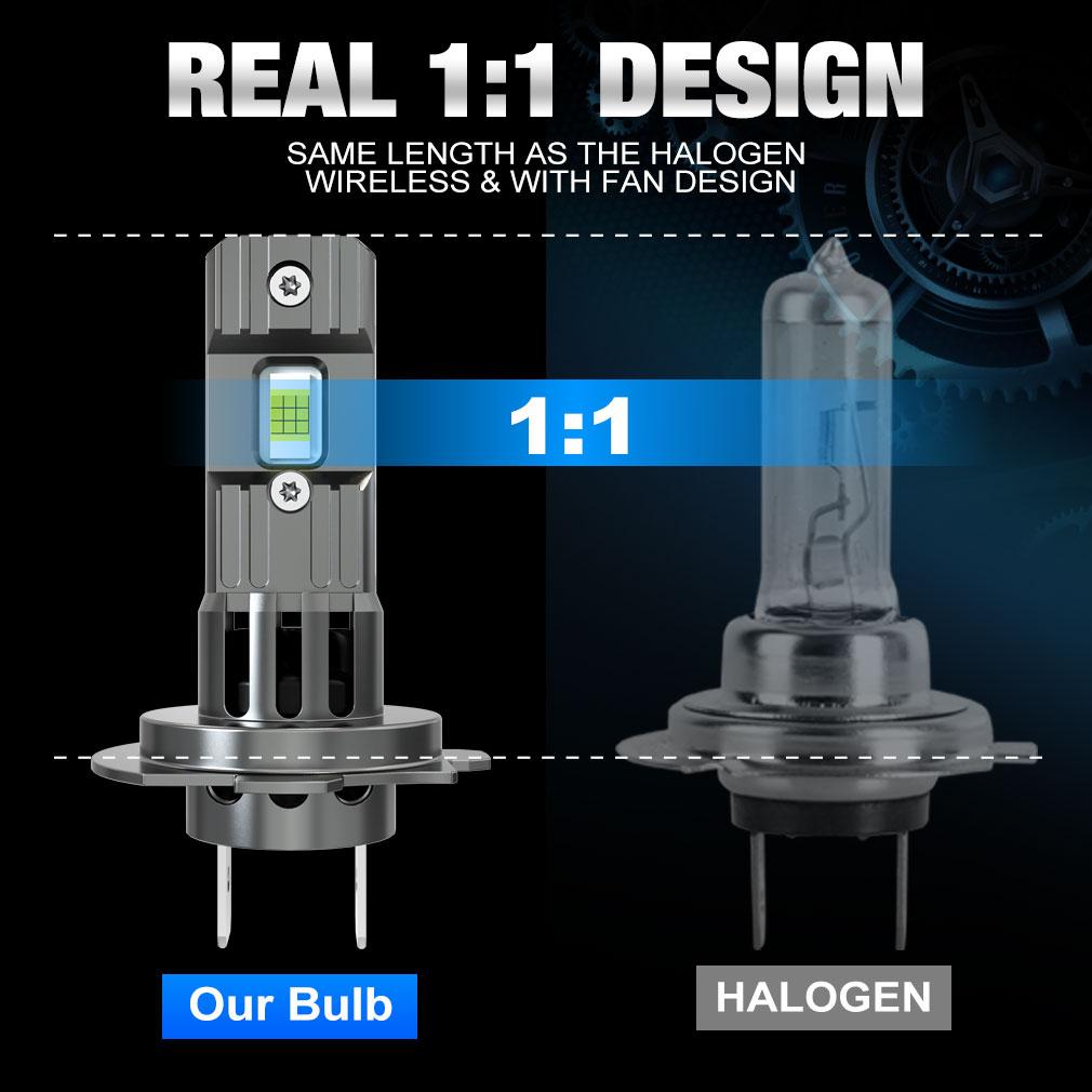 2Pcs H7 LED Powerful Headlight Bulbs Mini Wireless 100W 25000LM 6500K CSP for Car Headlamp Auto Diode Lamps H7 Turbo Led Automobile Play&Plug 12V