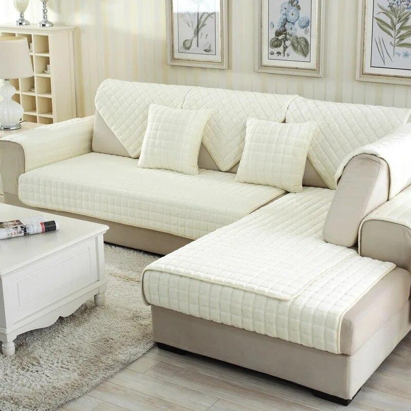 Modern Sofa Cushion for Living Room Non-Slip Sofa Slipcover Chenille Plaid Couch Mat Universal for Seasons L Shape Sofa Cover