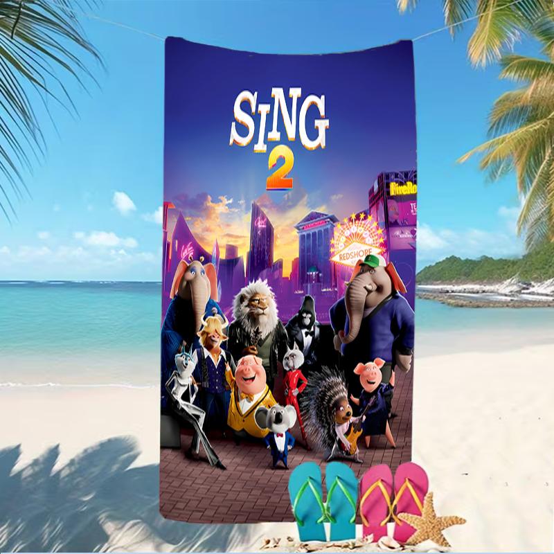 Beach Towel with Sing Pattern - soft,absorbent,machine washable Lightweight&Modern,swimming,Travel Essentials