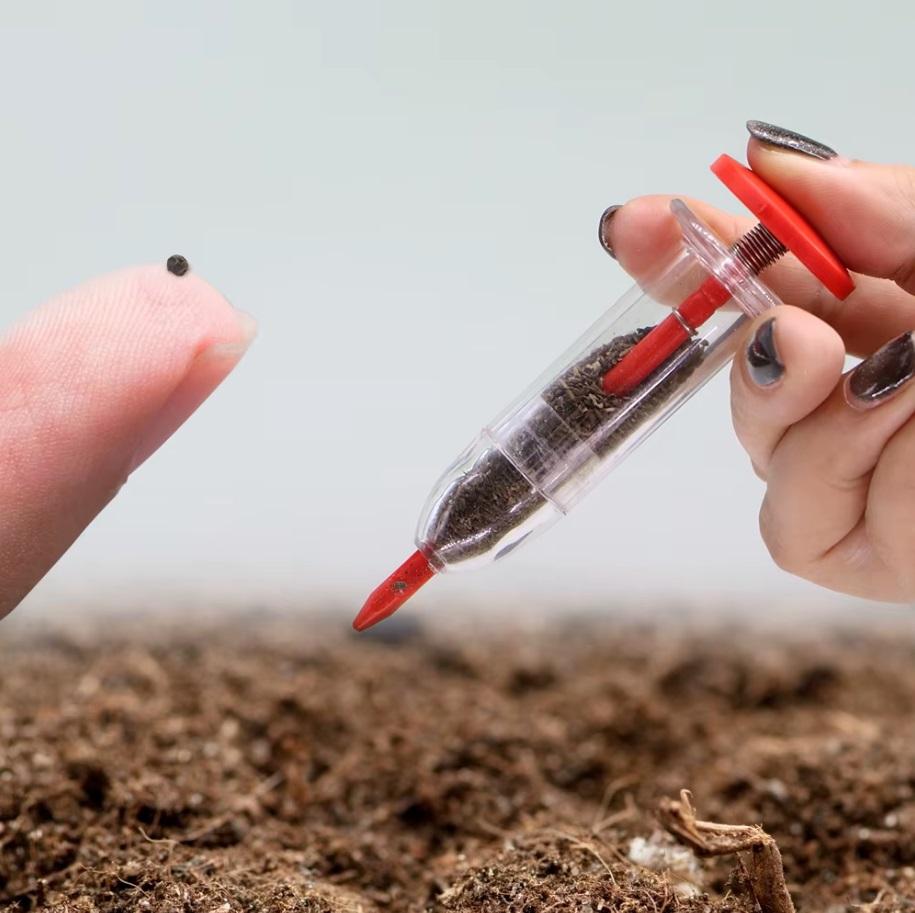 Precise hand-held precision seeder for small, fine seeds of vegetables and herbs