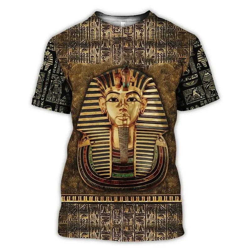 

Ancient Egyptian Pattern T Shirt For Men Pharaoh 3D Printed 6XL