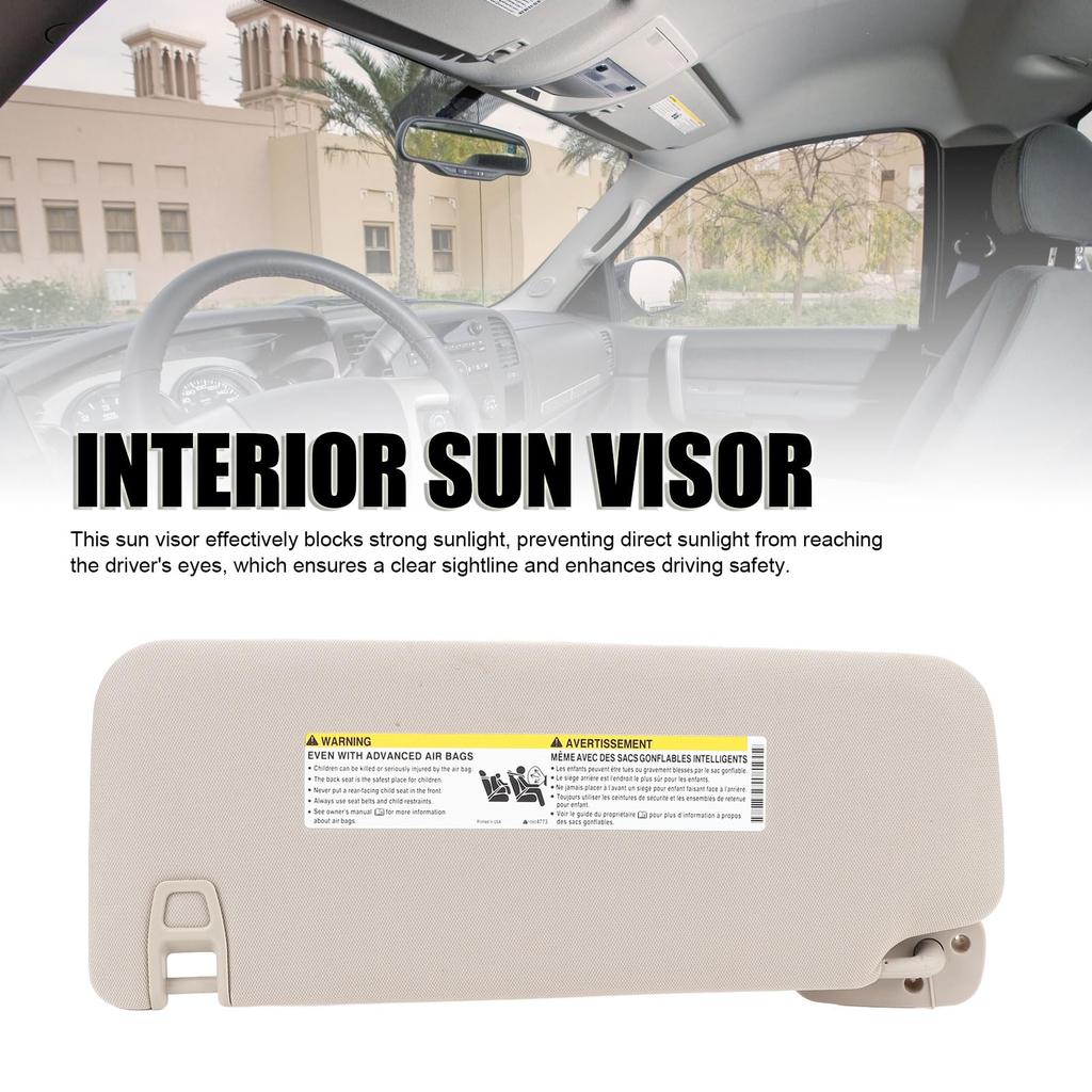 Gray Sun Visor with Vanity Mirror for Cadillac Escalade EXT 2500HD, 3500HD, 2500 XL 2500 (2007-2013) and 1500 XL 1500 (2007-2014) (Right OE: 22850310)