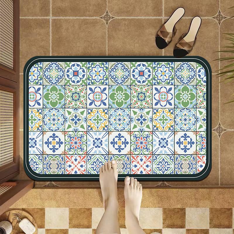 American Retro Tile Bathroom Water Absorption Anti -slip Door Padding Toilet Toilet Bathroom Door Diatom Mud Fast Dry Foot Pad