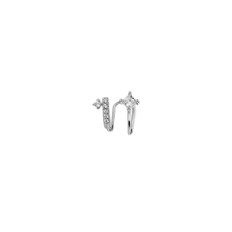 Diamond Double-Layer Ear Clips Are Fashionable And Sweet, Asymmetrical U-Shaped Ear Bone Clips, Street Stalls, Niche Earrings, No Ear Piercings.