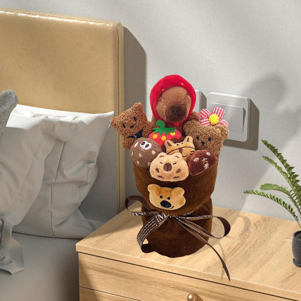 Plush Doll Bouquet Toy, Artificial Flower Bouquet Ornament Stuffed Animal Doll