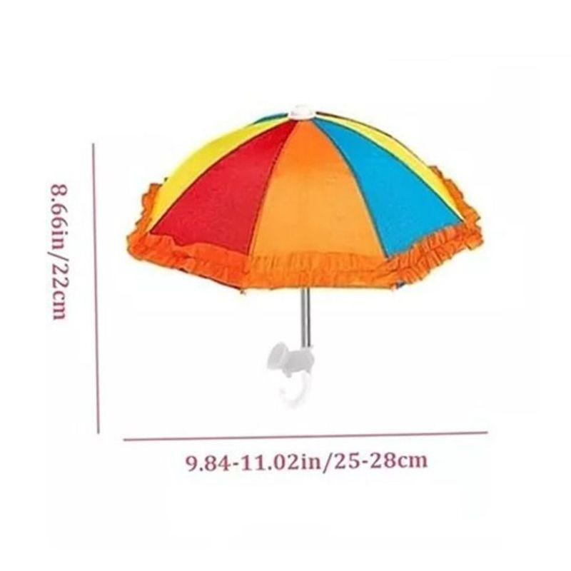 Delicaat Met Zuignap Telefoon Paraplu Zonneklep Regenwerend Telefoonhouder UV-Bescherming Mini Paraplu