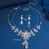 Elegantes Diamant-Tropfen-Blumen-Quasten-Halskettenset