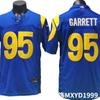 Mens NFL Los Angeles Rams 95 Aaron Donald Style Blue Jersey - Embroidered Football Uniform Fan Wear