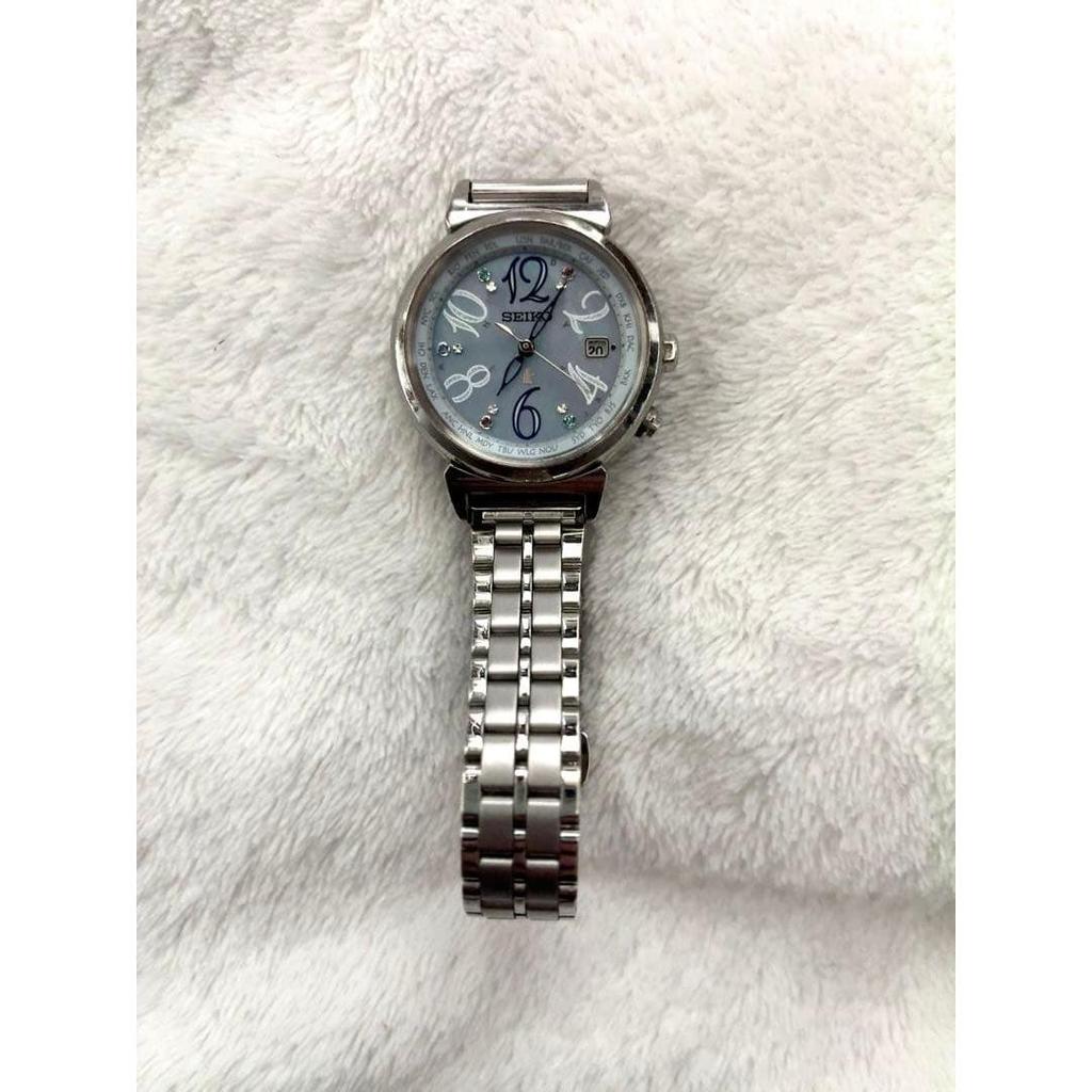 Used Limited SEIKO LUKIA 1B25-0AF0 Watch Radio Solar Blue Shell