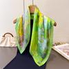 Pastoral Floral Print Square Scarf Imitation Silk Shawl Sun Protection High-end Neck Tie Small Square Scarf Headscarf Women's