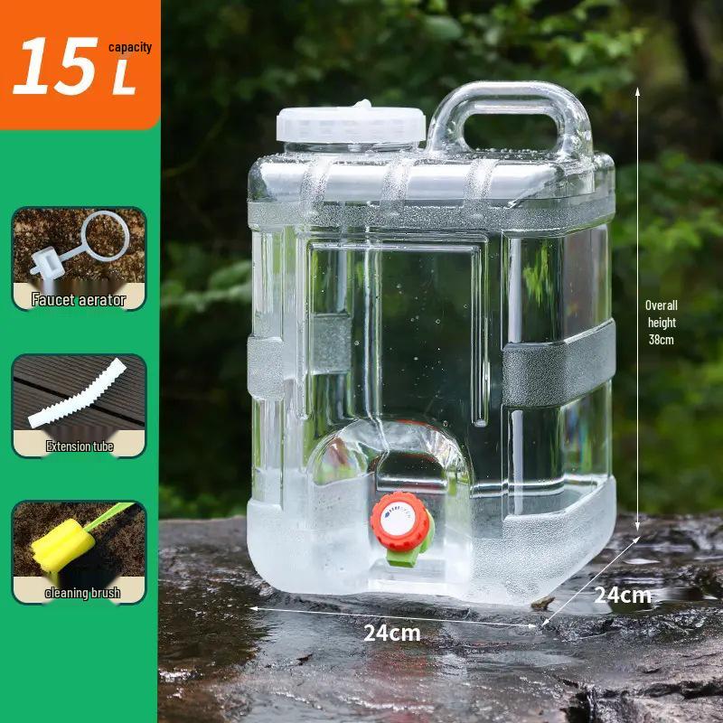 Car-Mounted Camping Water Tank: Portable Outdoor PC Bucket with Faucet, Large Capacity & Thickened for Pure Drinking Water.