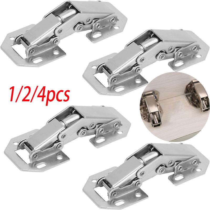 1/2/4 szt. Zawias szafkowy 90 stopni Bez wiercenia Otwór Drzwi szafki Zawiasy hydrauliczne Miękkie domykanie Ze śrubami Okucia meblowe