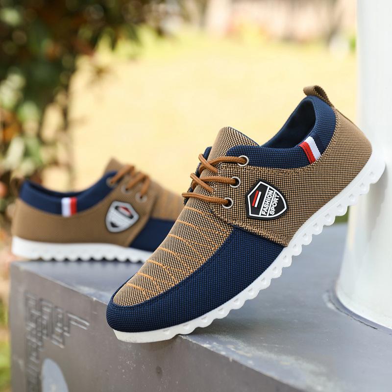 

Мужская парусиновая обувь осенние сетчатые дышащие мужские кроссовки трендовые легкие удобные вулканизированные туфли для Menzapatos Para Hombres 39 хаки