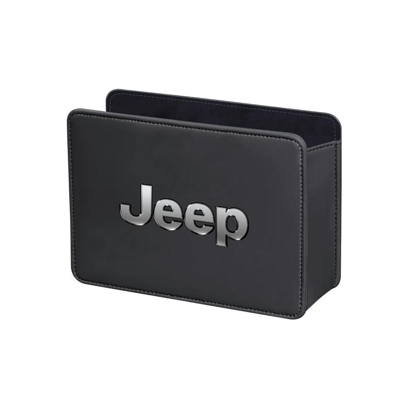 

For Jeep Car Leather Trash Can Auto Door Seat Back Storage Box Accessories For Jeep Grand Cherokee Wrangler JK Gladiator Comp