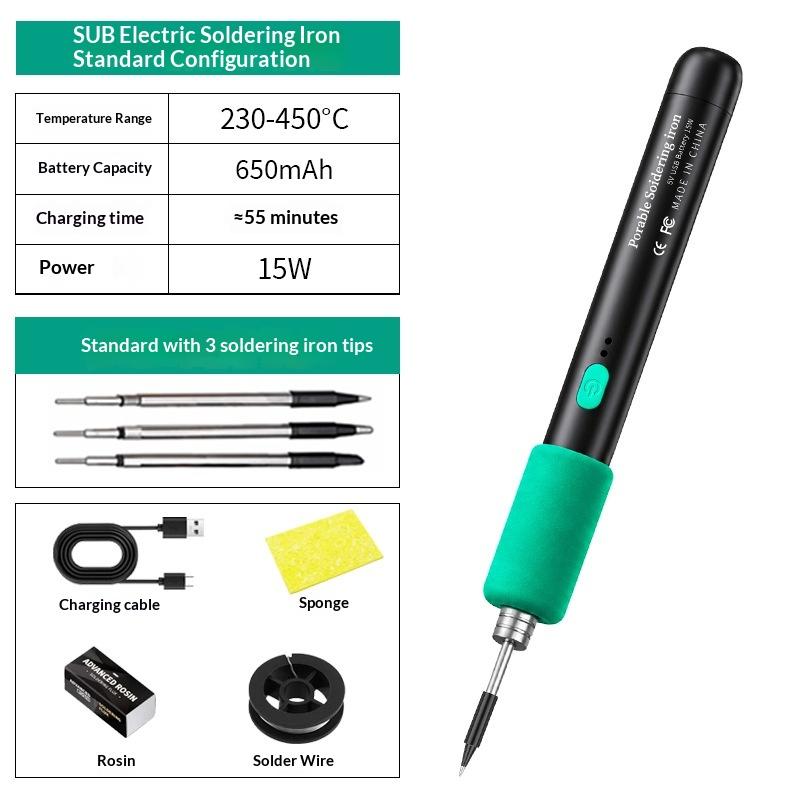 Wireless USB Soldering Iron 15W Rechargeable Portable Solder Tool for Guitar Wiring Repair Musical Instrument Fixes