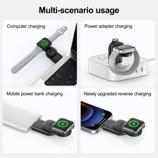 Mini Watch Wireless Charger for Apple Watch Series 270 Degrees Rotation Lightweight Portable Travel USB-C Smartwatch Charging Dock Stand