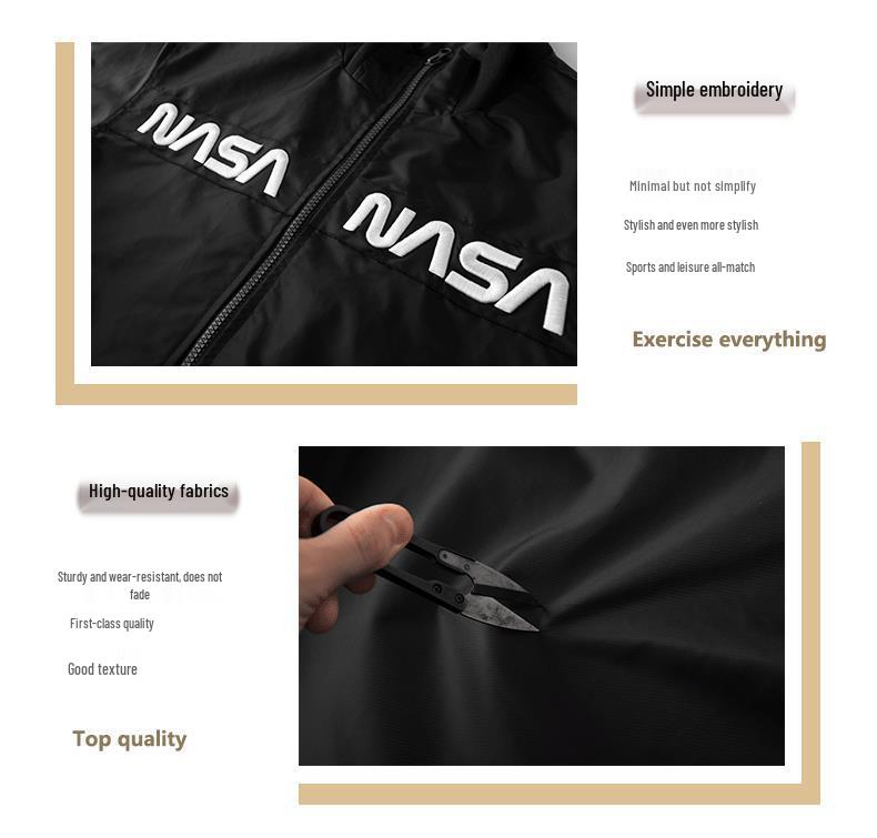 Pánská letová bunda NASA jednobarevná - Ležérní, tenká, trendy sportovní sako