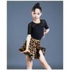 Vestito Latino per Bambini Abiti da Pratica Leopardo Latino Performance per Donne Ragazze Spandex Grembiule da Danza per Gara Esame