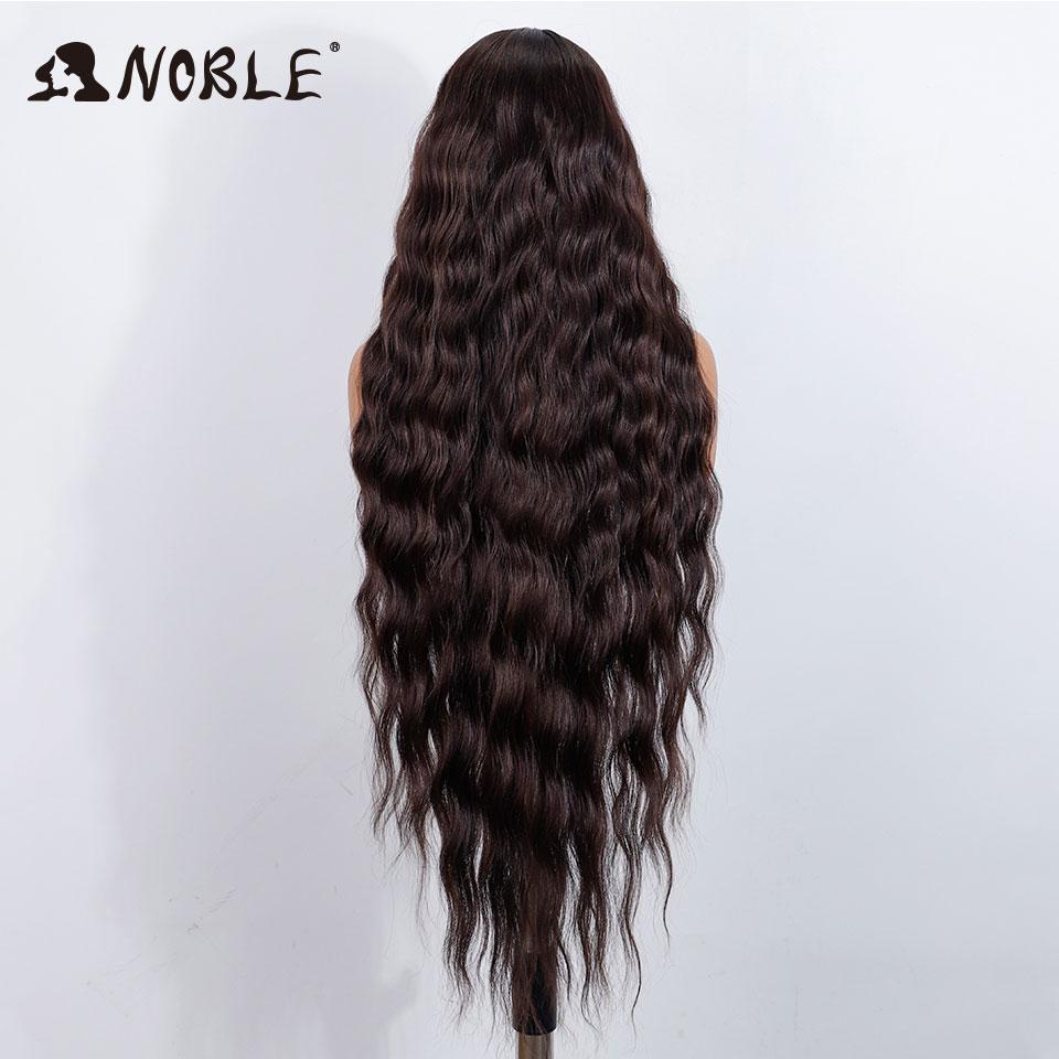 Perruque Noble en Dentelle Synthétique sur le Devant 36" Perruque Marron Chocolat Ondulée Dentelle Body Wave Perruque pour Femmes Perruque Dentelle sur le Devant Ombré Blond Perruque Cosplay