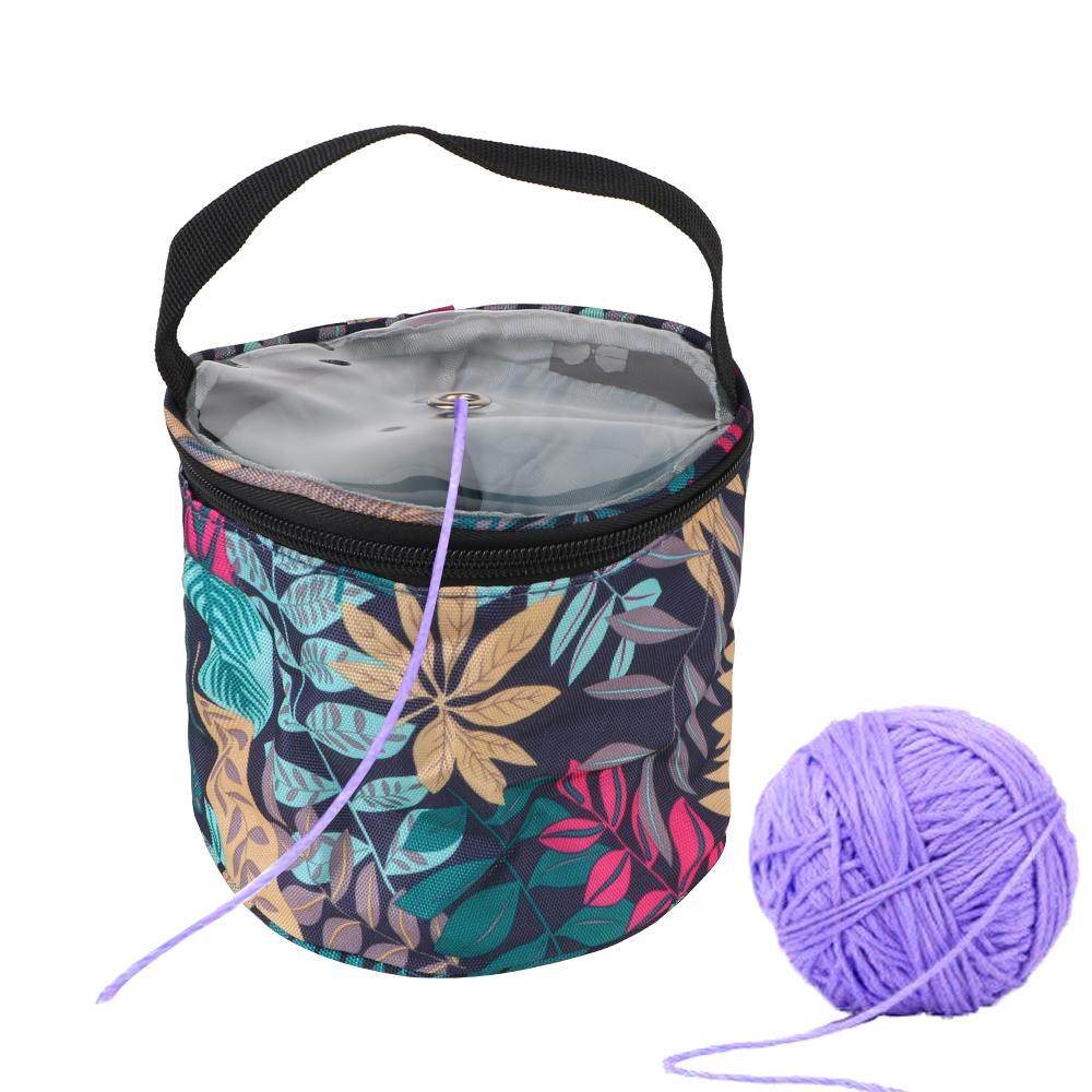 Round Weave Tools Accessories Sewing Bag Knitting Projects Organizer for Yarns Yarn Storage Bags with Zipper Sewing Needles Handbag