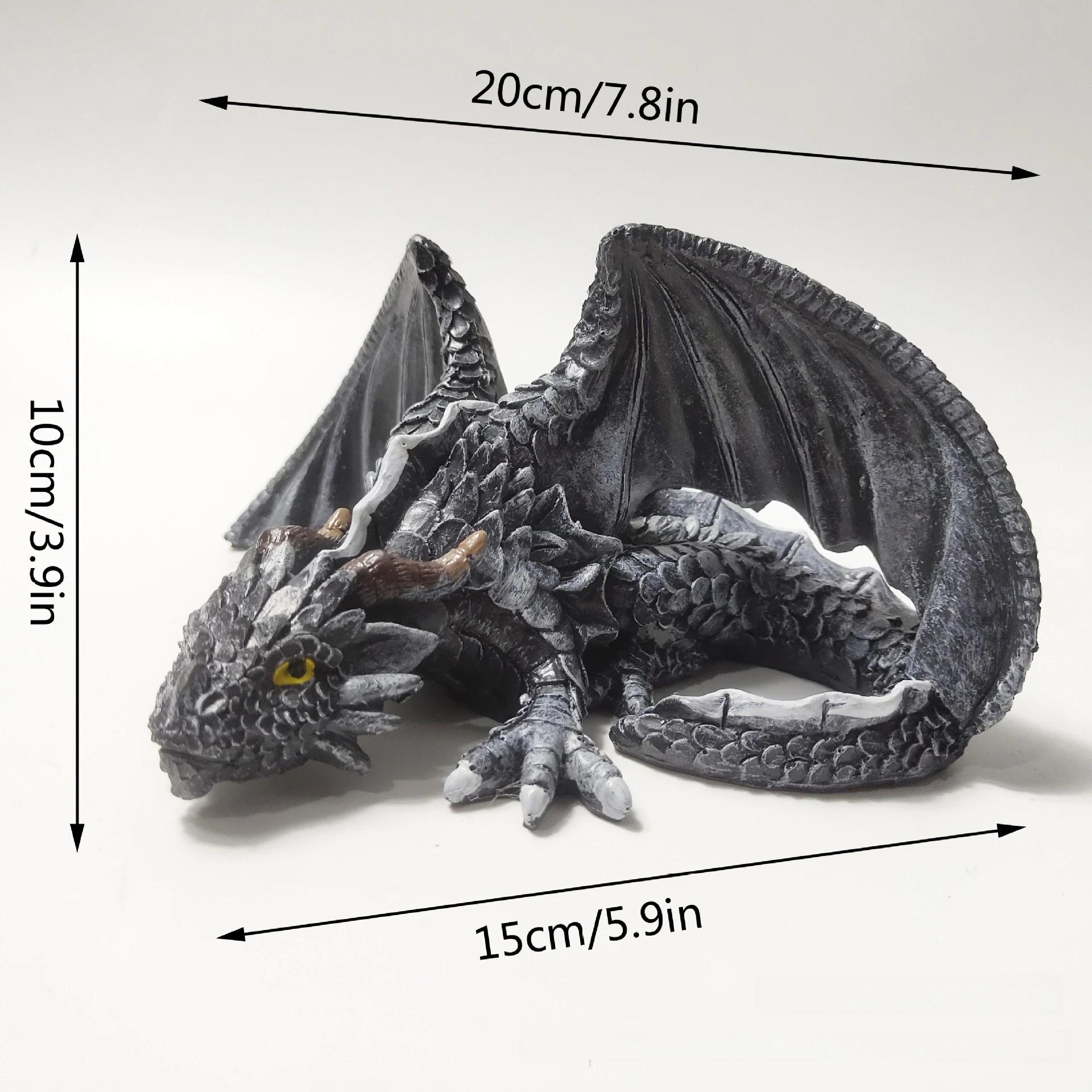 Squatting Dragon Sculpture Guardian Statue Garden Dragon Sculpture Halloween Outdoor Gothic Decoration, Home Design Ornament