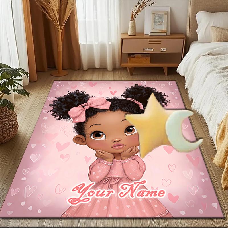 1PC Custom Name Pink Hearts Dreams Theme Floor Mat Ideal for Living Room, Game Rooms, Office, Bedroom Floor Mat Playful Design