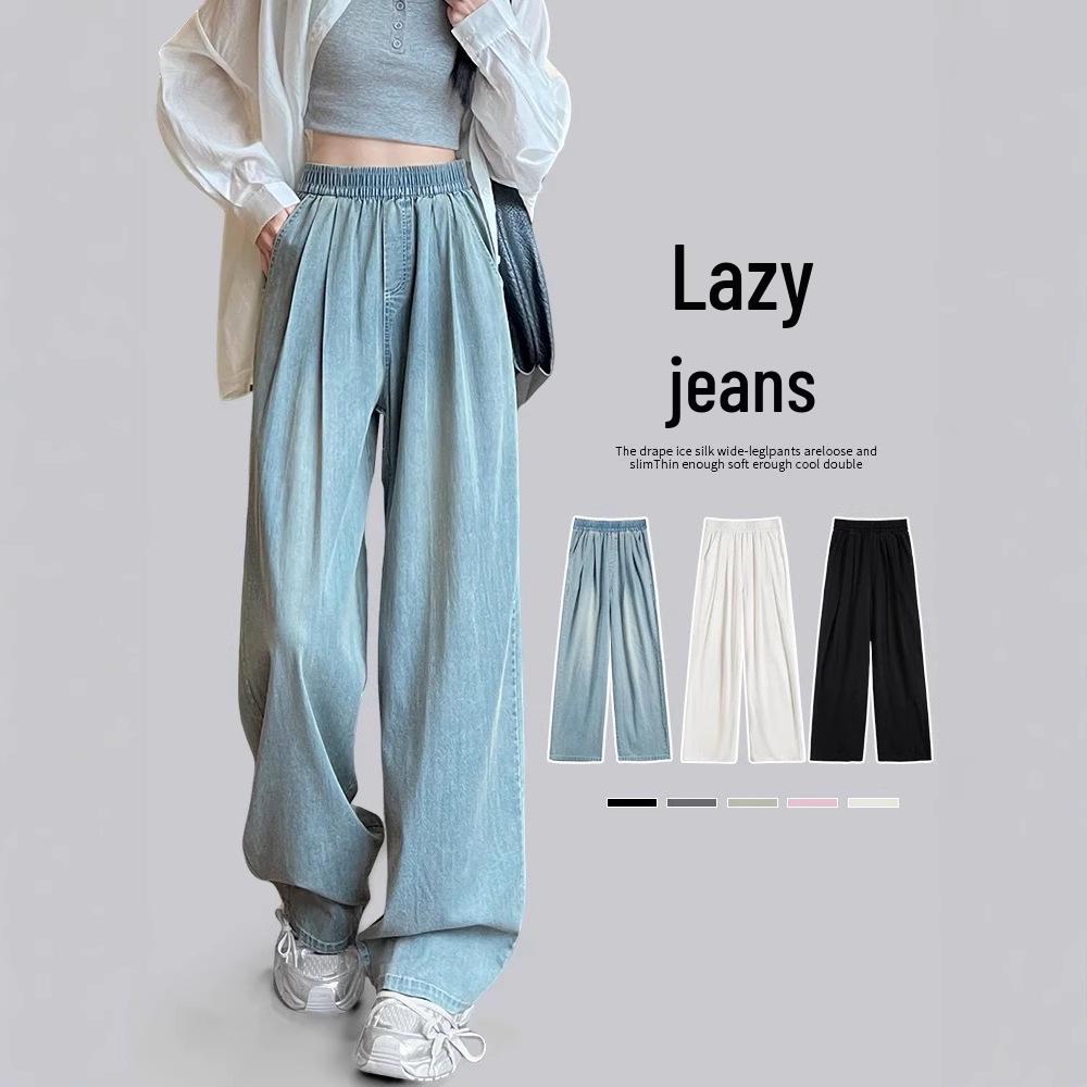 

Women s Tencel Blue Wide-Leg Relaxed Jeans Medium
